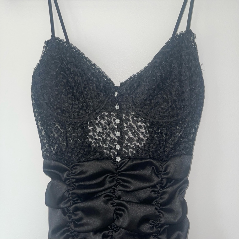 For Love & Lemons ruched bustier style mini dress XS